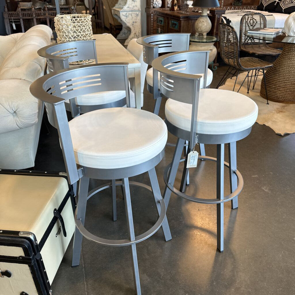 Amisco Metal & Leather Swivel Barstool - Set of 4 - 21.5X19X37.5