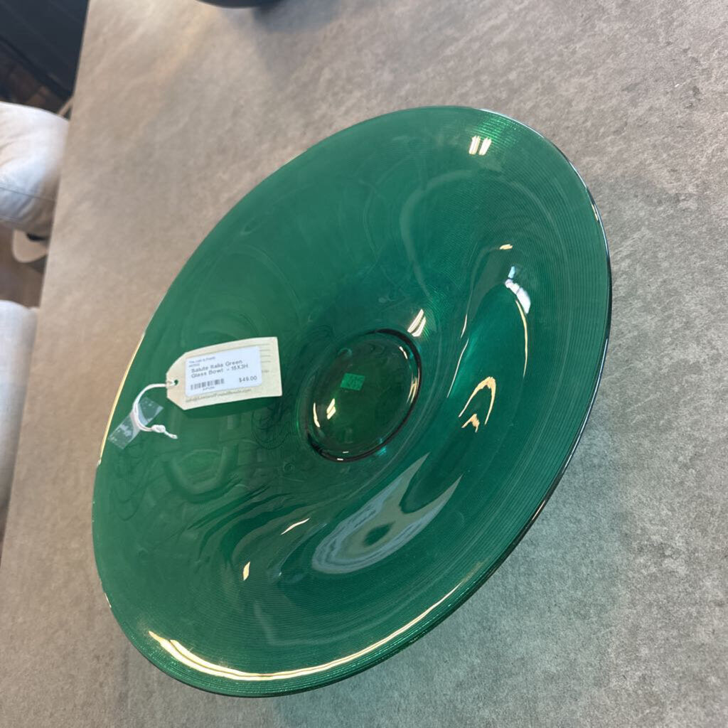 Salute Italia Green Glass Bowl - 15X3H