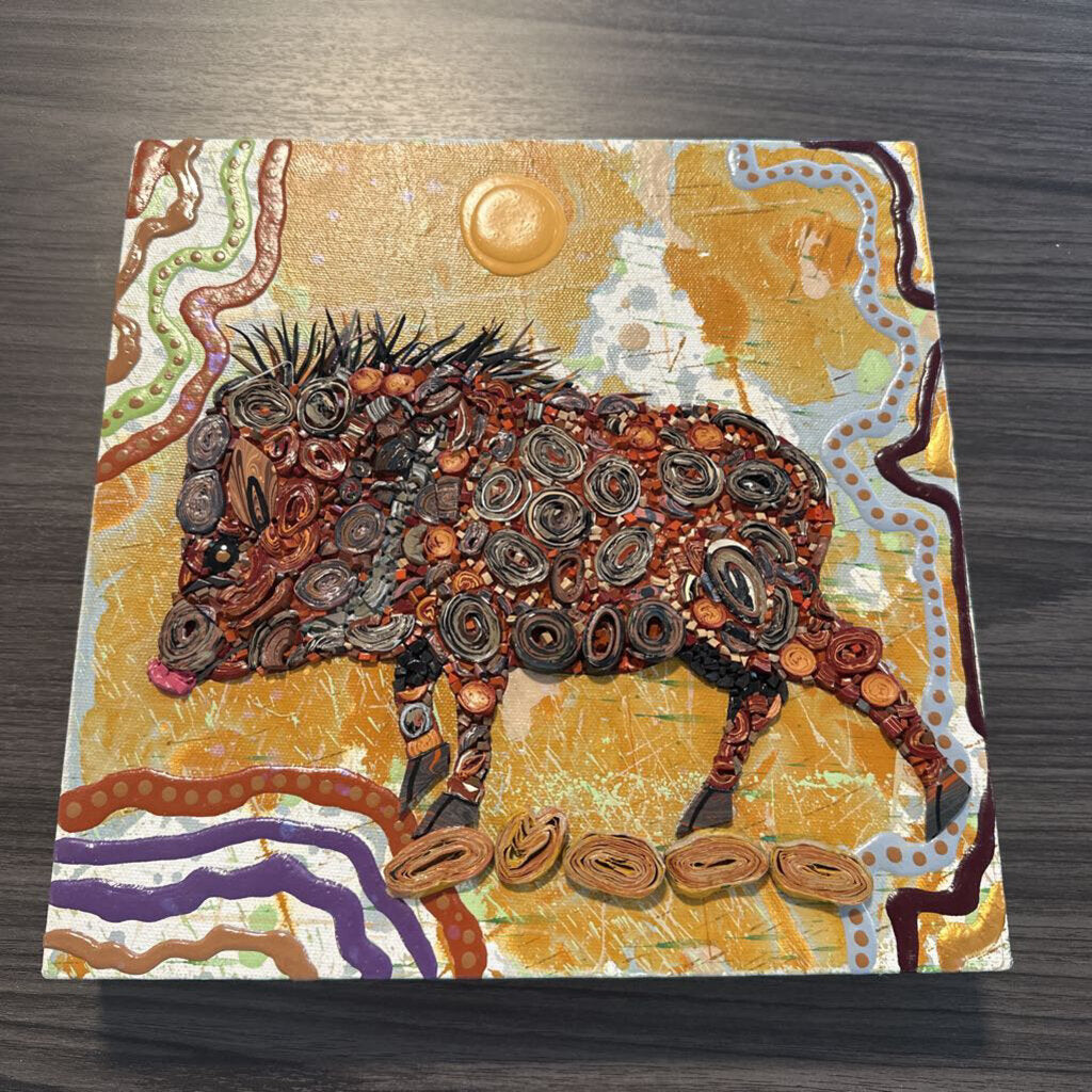 Original Javelina Mixed Media Art By Charles Huckeba - 10X1.5X10H