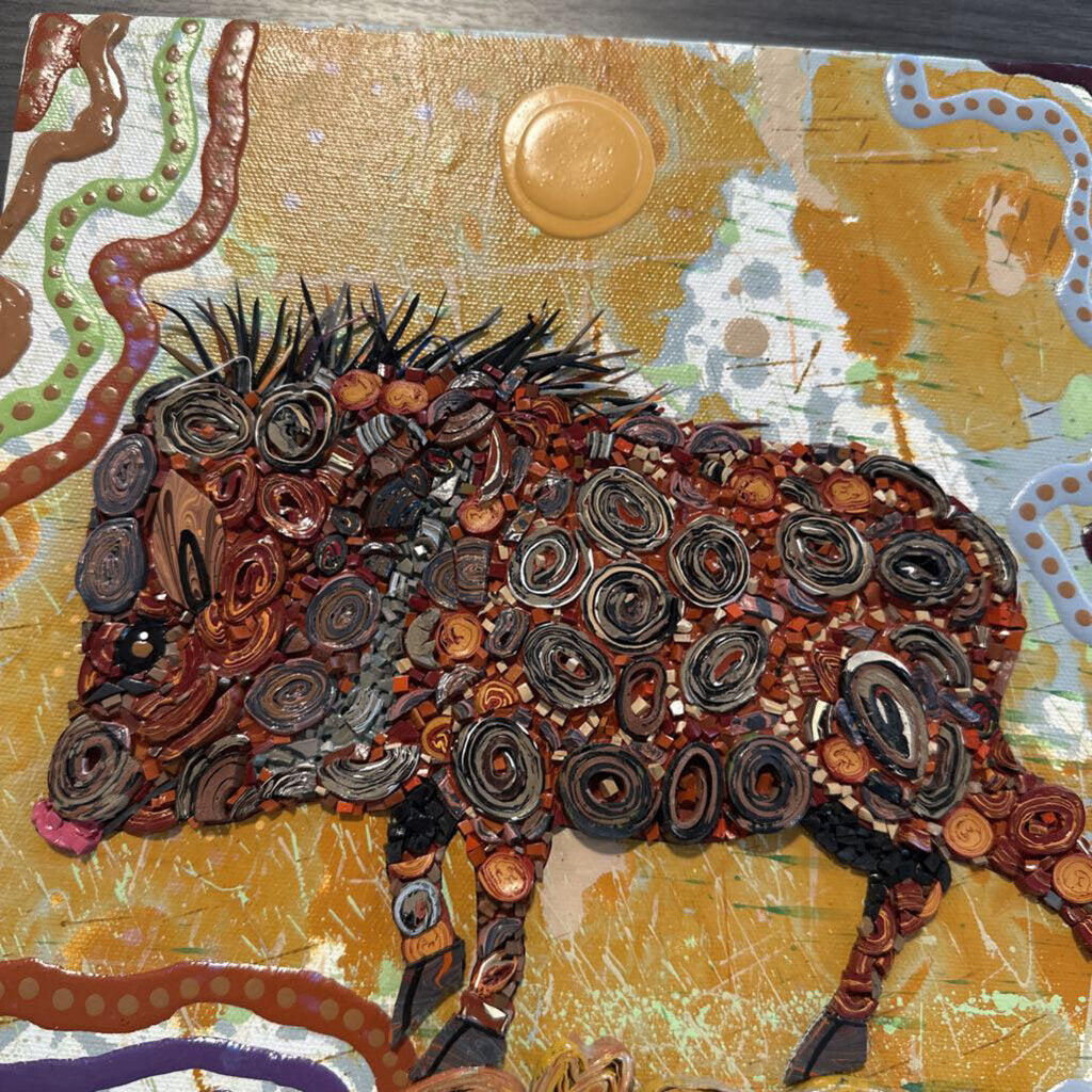 Original Javelina Mixed Media Art By Charles Huckeba - 10X1.5X10H
