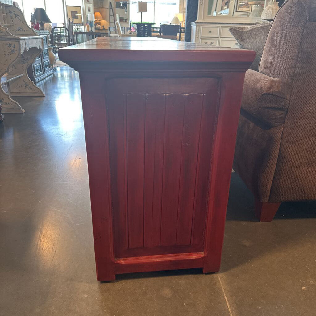 SW Red Stained 4 Door Console- 78.5X19.5X31.5H