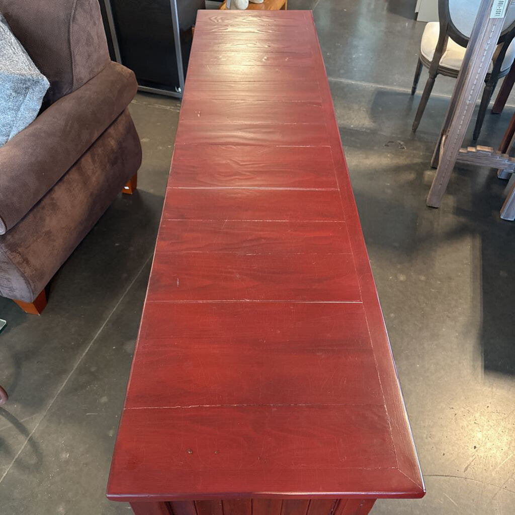 SW Red Stained 4 Door Console- 78.5X19.5X31.5H