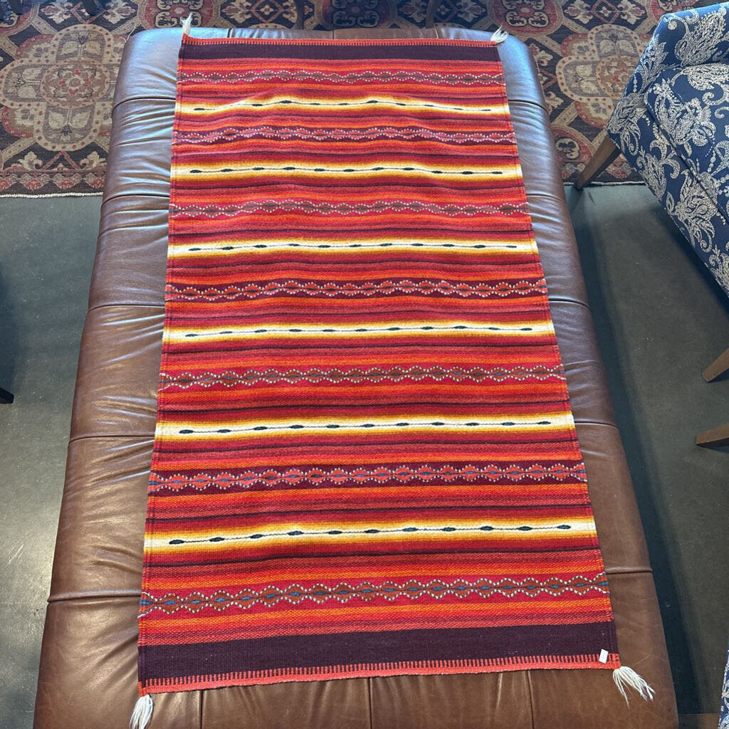 SW Red Striped Kilim Wool Rug- 32X59
