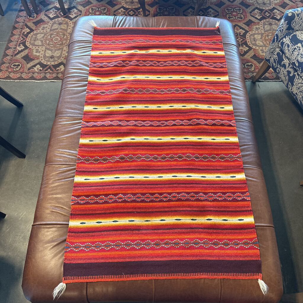 SW Red Striped Kilim Wool Rug- 32X59