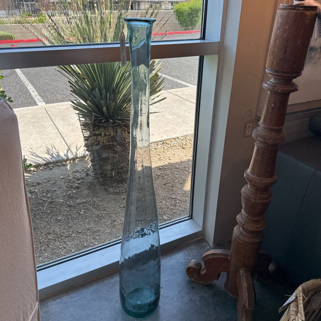 Recycled Glass Floor Vase Blue - 7.5X7.5X46.5