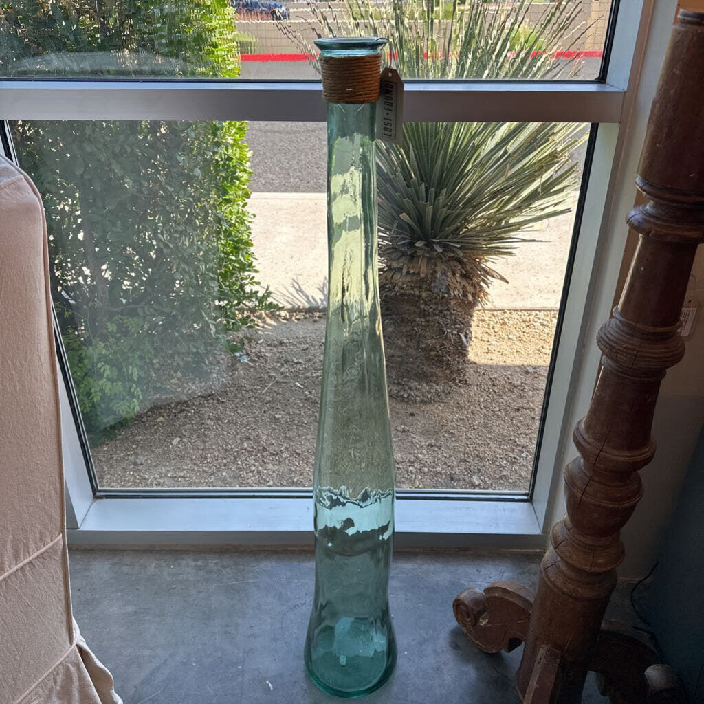 Recycled Glass Floor Vase Green - 7.5X7.5X46.5