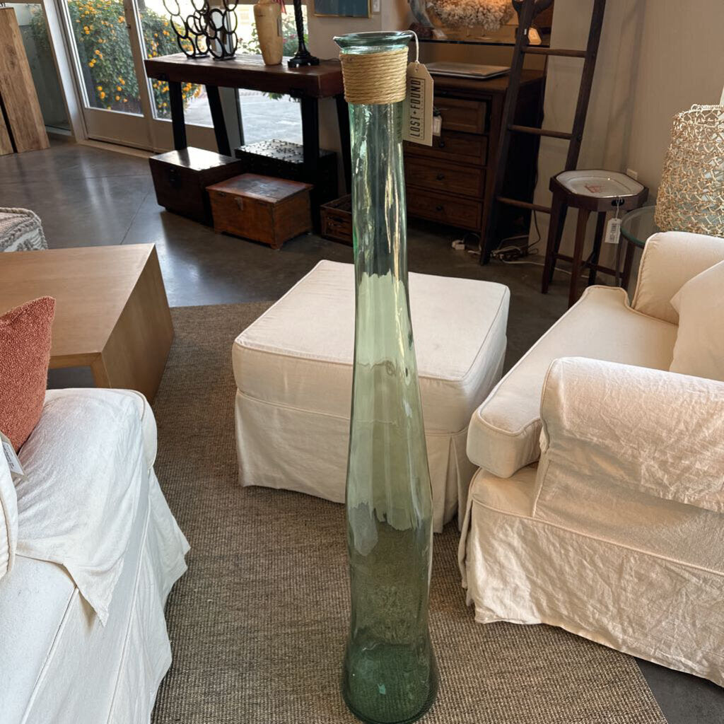 Recycled Glass Floor Vase Green - 7.5X7.5X46.5