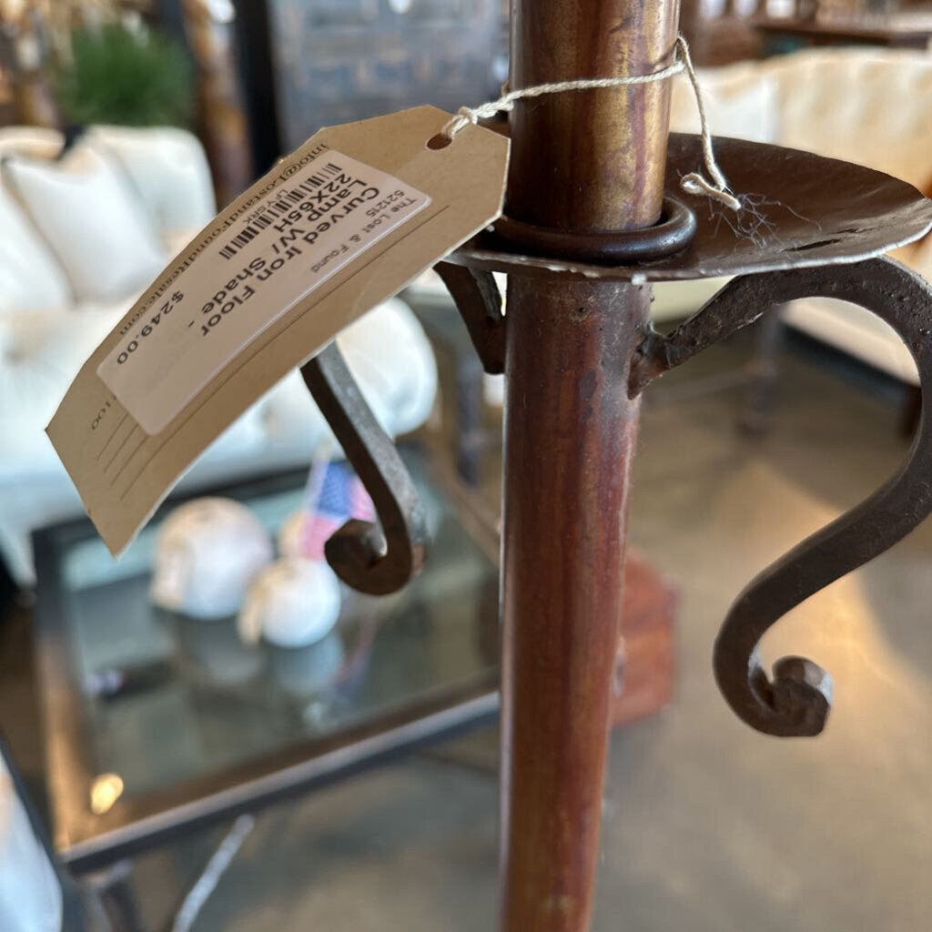 Curved Iron Floor Lamp W/ Shade - 22X65H