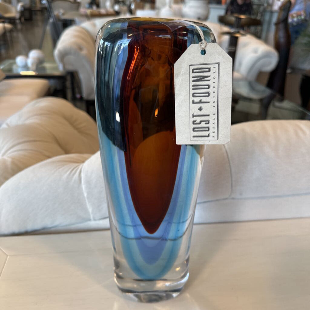 Kavana Azure Glass Vase - 5X3X15H