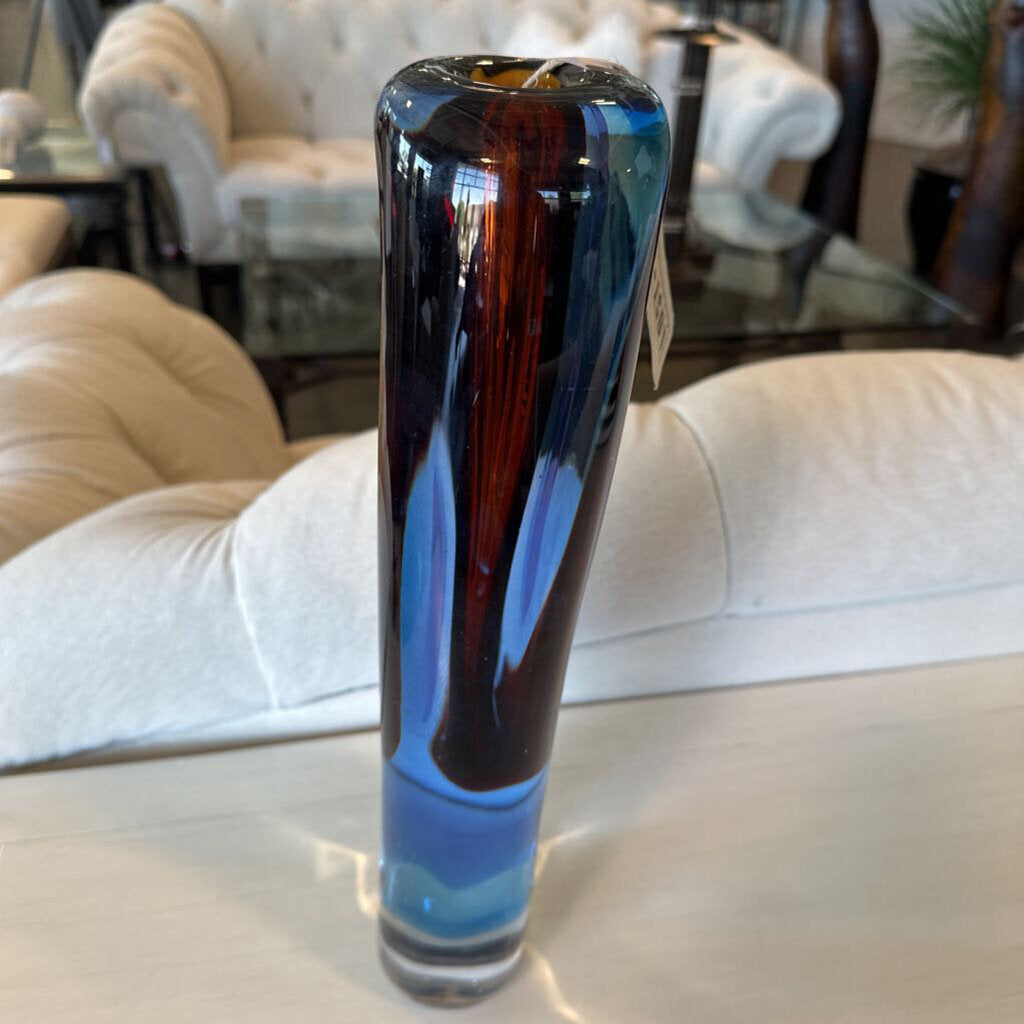 Kavana Azure Glass Vase - 5X3X15H