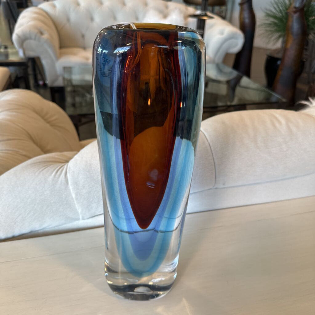 Kavana Azure Glass Vase - 5X3X15H