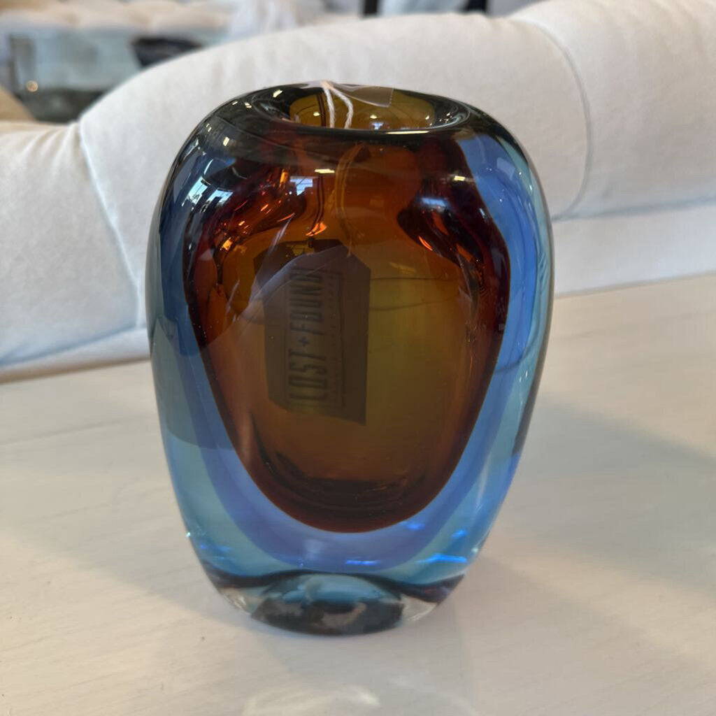 Kavana Azure Glass Vase - 3X5X7H