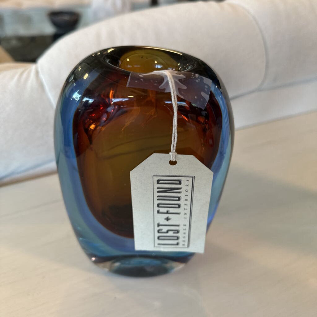 Kavana Azure Glass Vase - 3X5X7H
