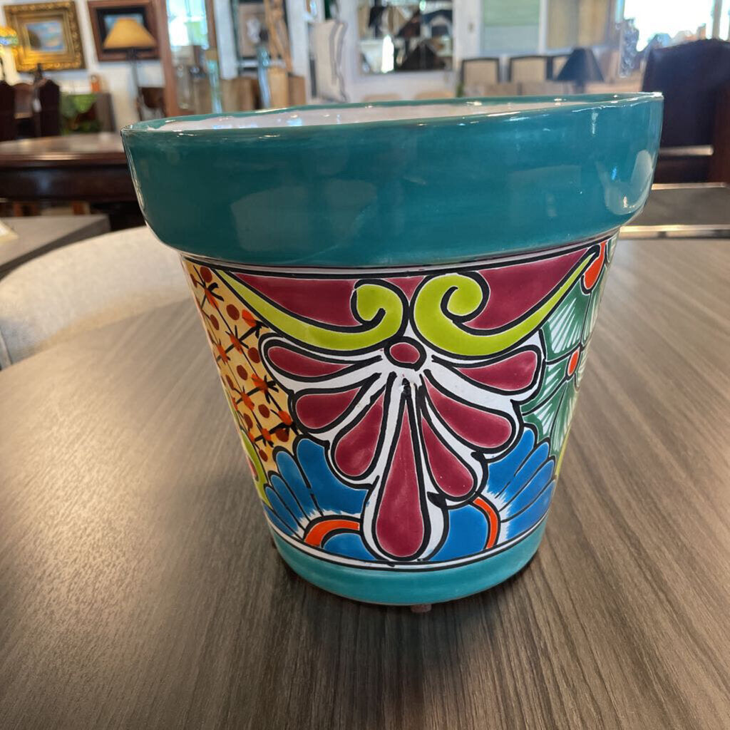 Turquoise Talavera Pot - 9X8.5H