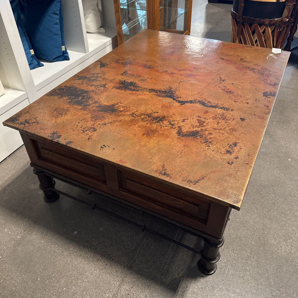 Copper 6 Drawer Coffee Table W/ Iron Base - 50X38.5X20