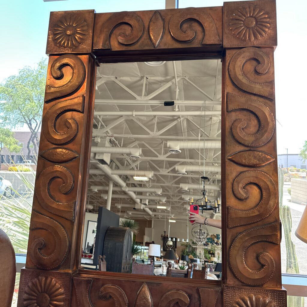 Mexican "Copper" Tin Mirror W/ SW Relief- 57X43