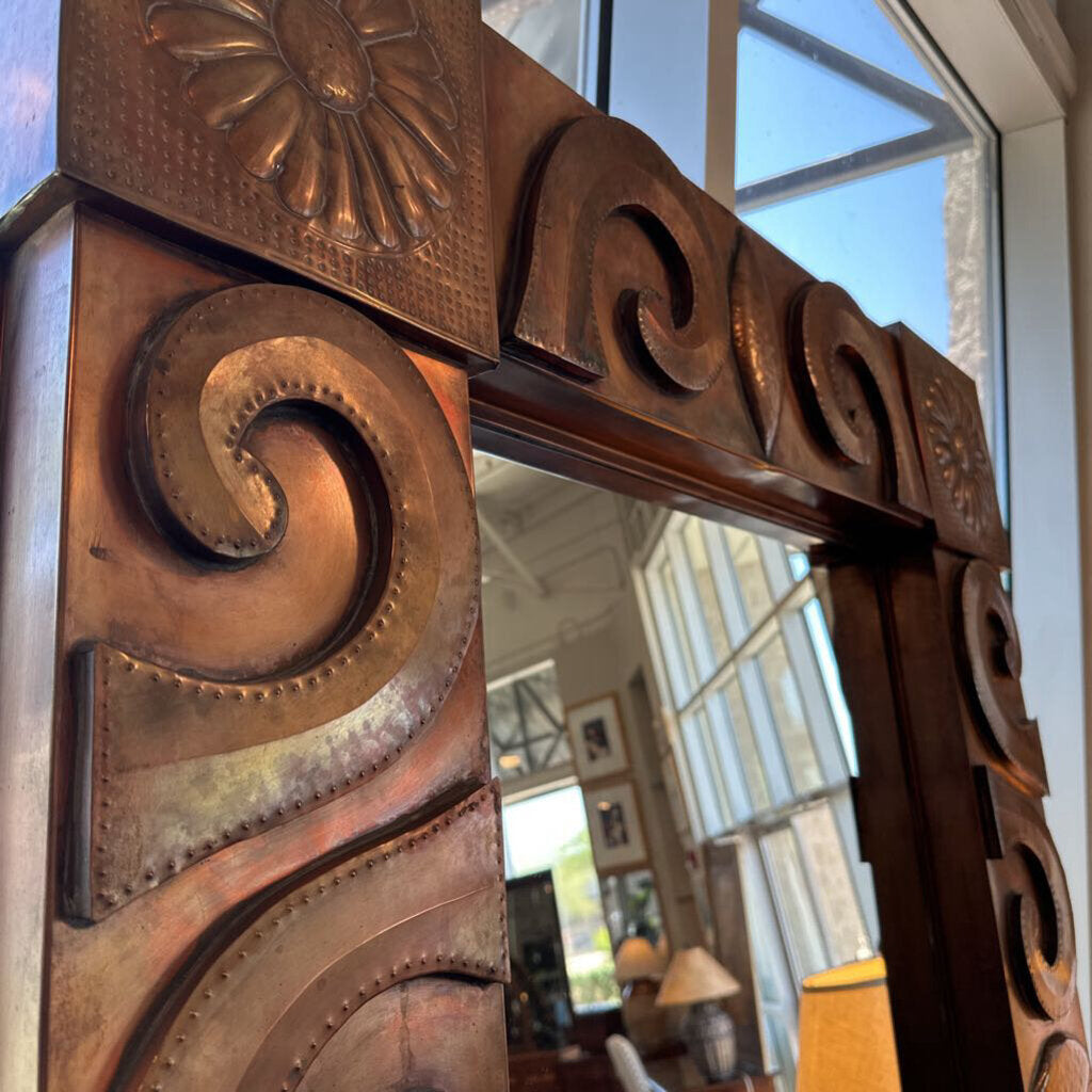 Mexican "Copper" Tin Mirror W/ SW Relief- 57X43