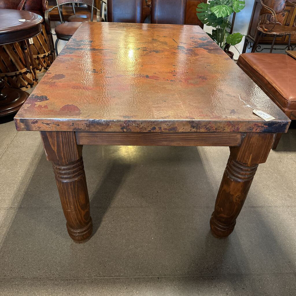 Copper Dining Table W/ Wood Base - 72X42X31