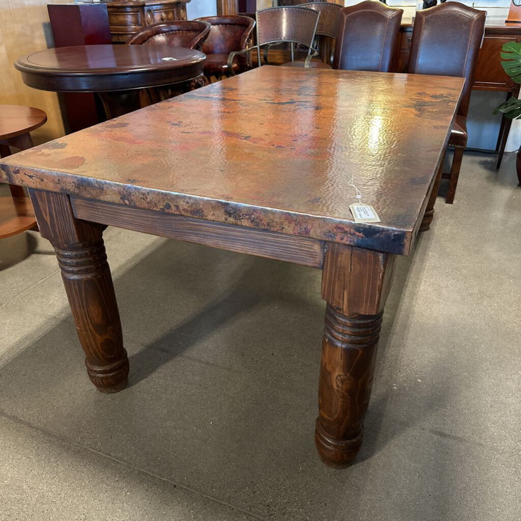 Copper Dining Table W/ Wood Base - 72X42X31
