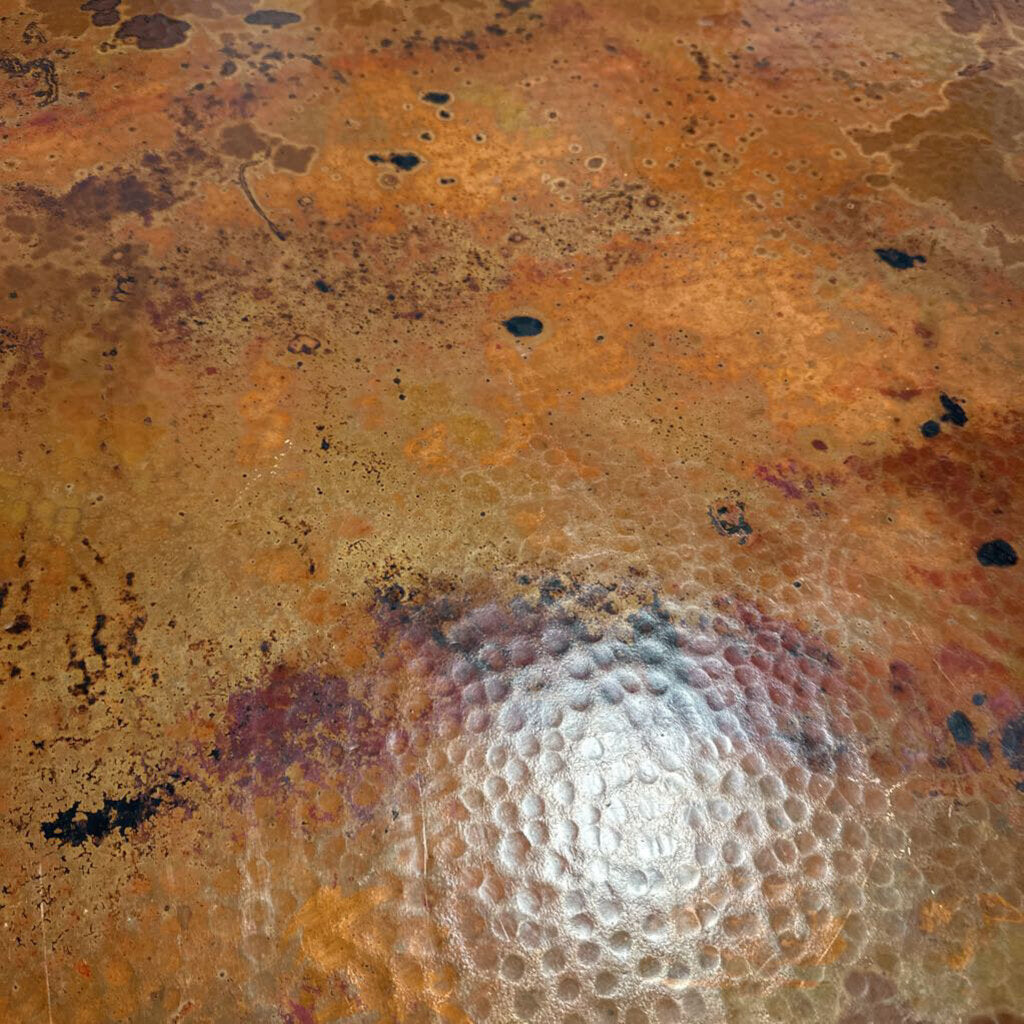 Copper Dining Table W/ Wood Base - 72X42X31