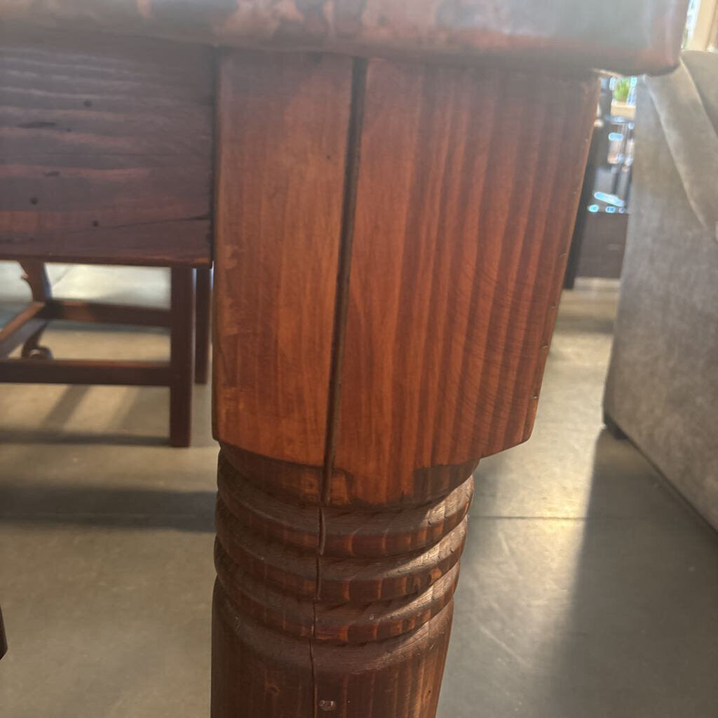 Copper Dining Table W/ Wood Base - AS IS - 72X42X31