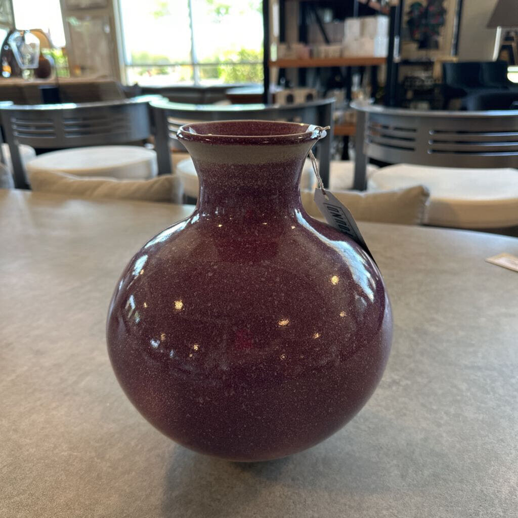 Purple Glazed Ceramic Vase by Jeff Perkins 9X10H