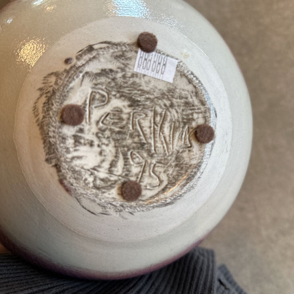 Purple Glazed Ceramic Vase by Jeff Perkins 9X10H