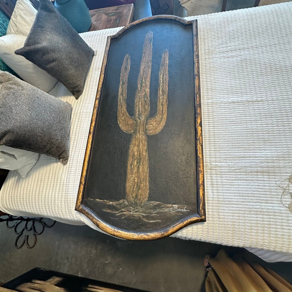 Black & Gold Saguaro Art on Wood by Sarah- 37X2X55