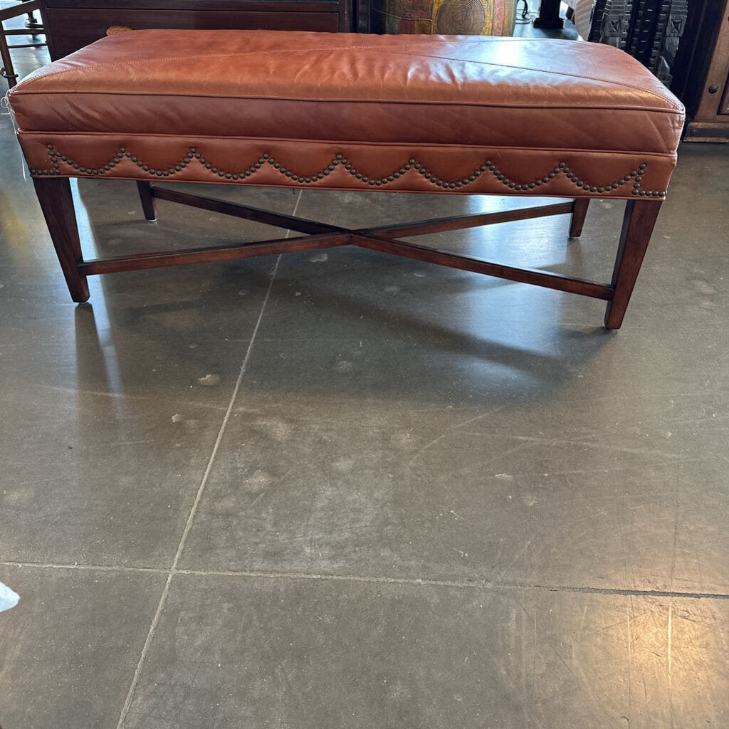 Craftmaster Leather Bench W/ Nailhead Trim-42X21X19H