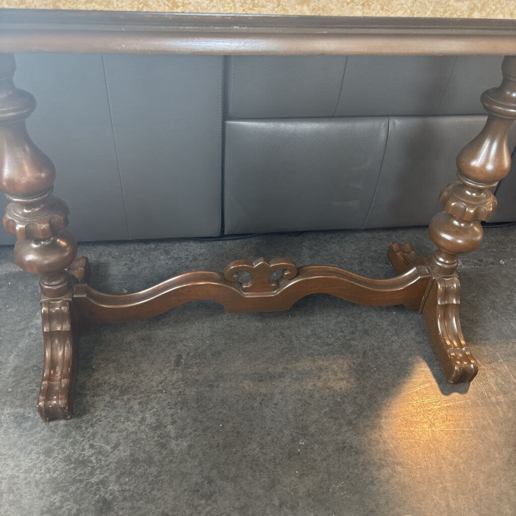 Vintage Wood Console W/ Marble Top- 48X18X31H