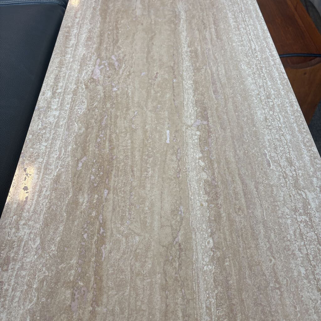 Vintage Wood Console W/ Marble Top- 48X18X31H