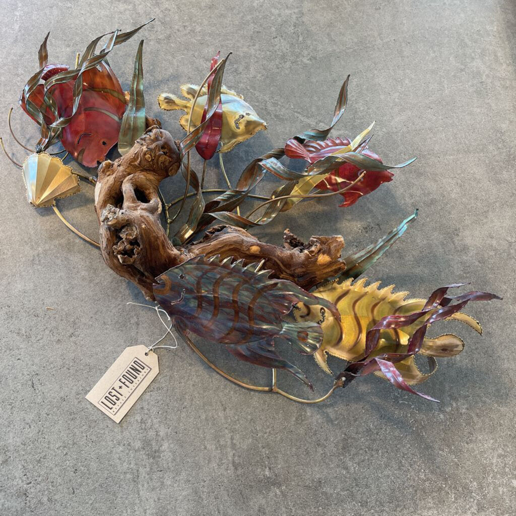 Vintage Ron Bertocchi Driftwood Fish Wall Art - 26X16X4