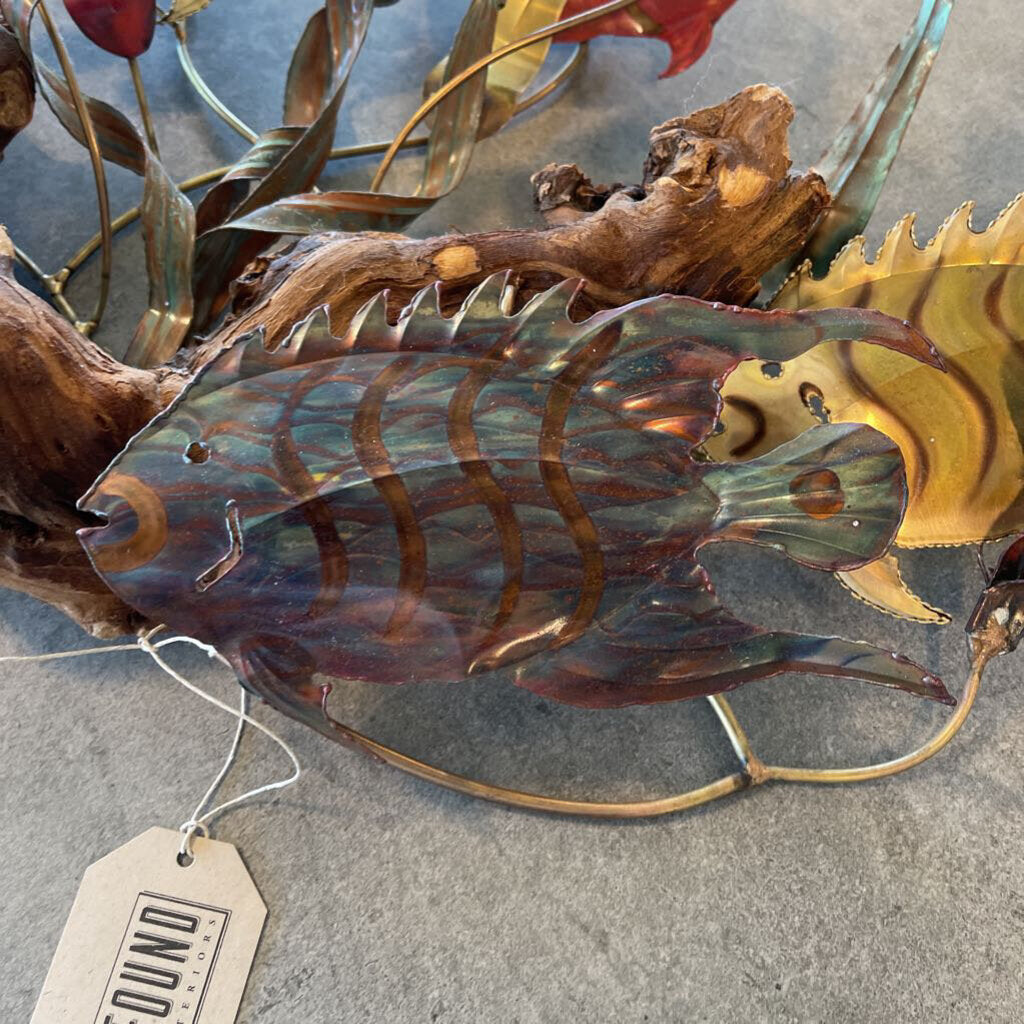 Vintage Ron Bertocchi Driftwood Fish Wall Art - 26X16X4