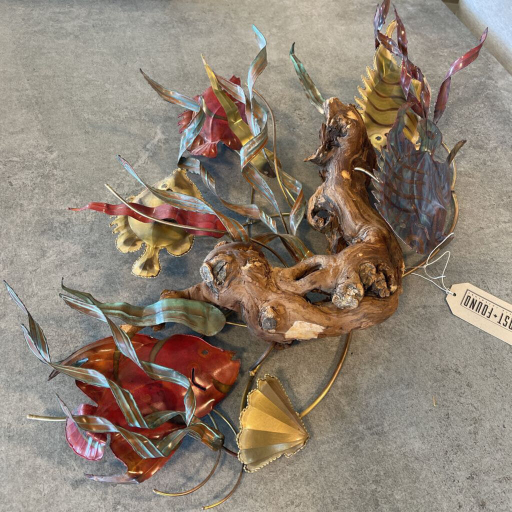 Vintage Ron Bertocchi Driftwood Fish Wall Art - 26X16X4