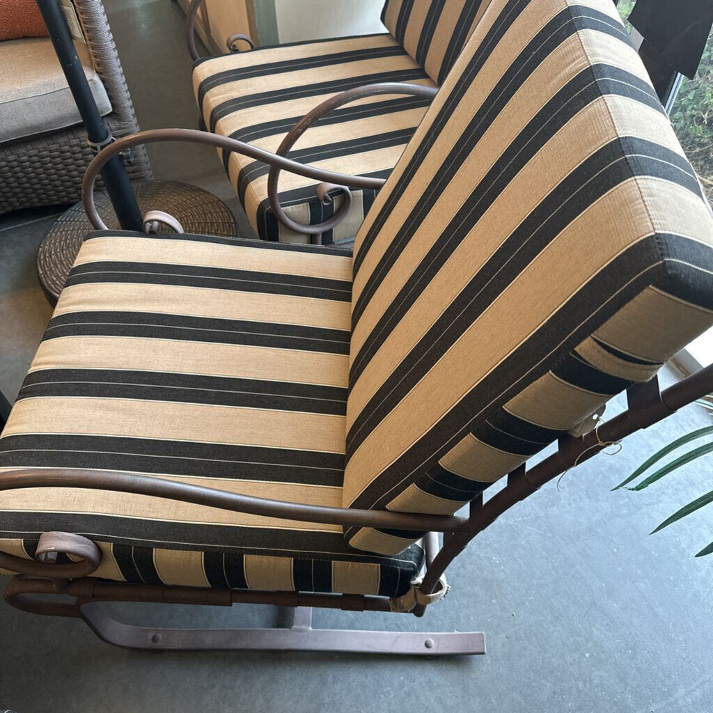 OW Lee Iron Spring Chairs -Pair - W/ Ottoman -27.5X25.5X38H