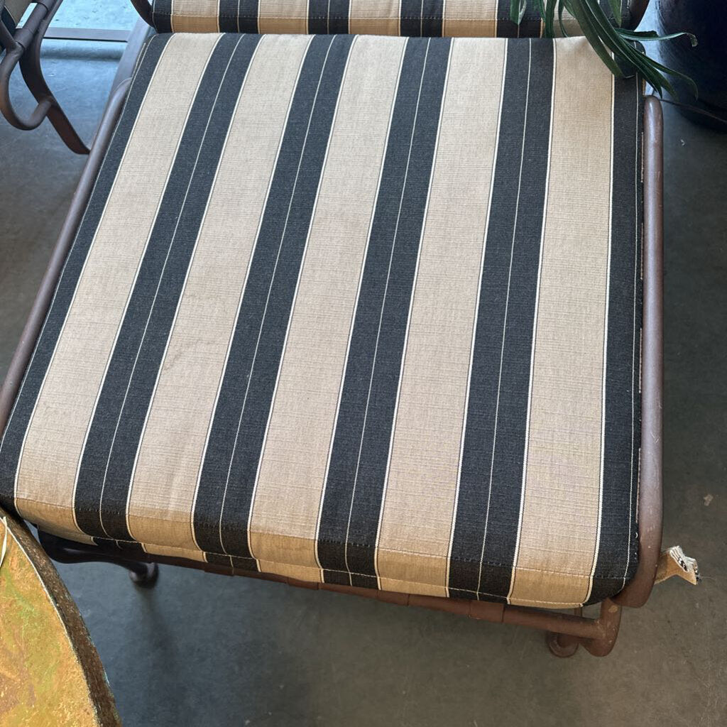 OW Lee Iron Spring Chairs -Pair - W/ Ottoman -27.5X25.5X38H