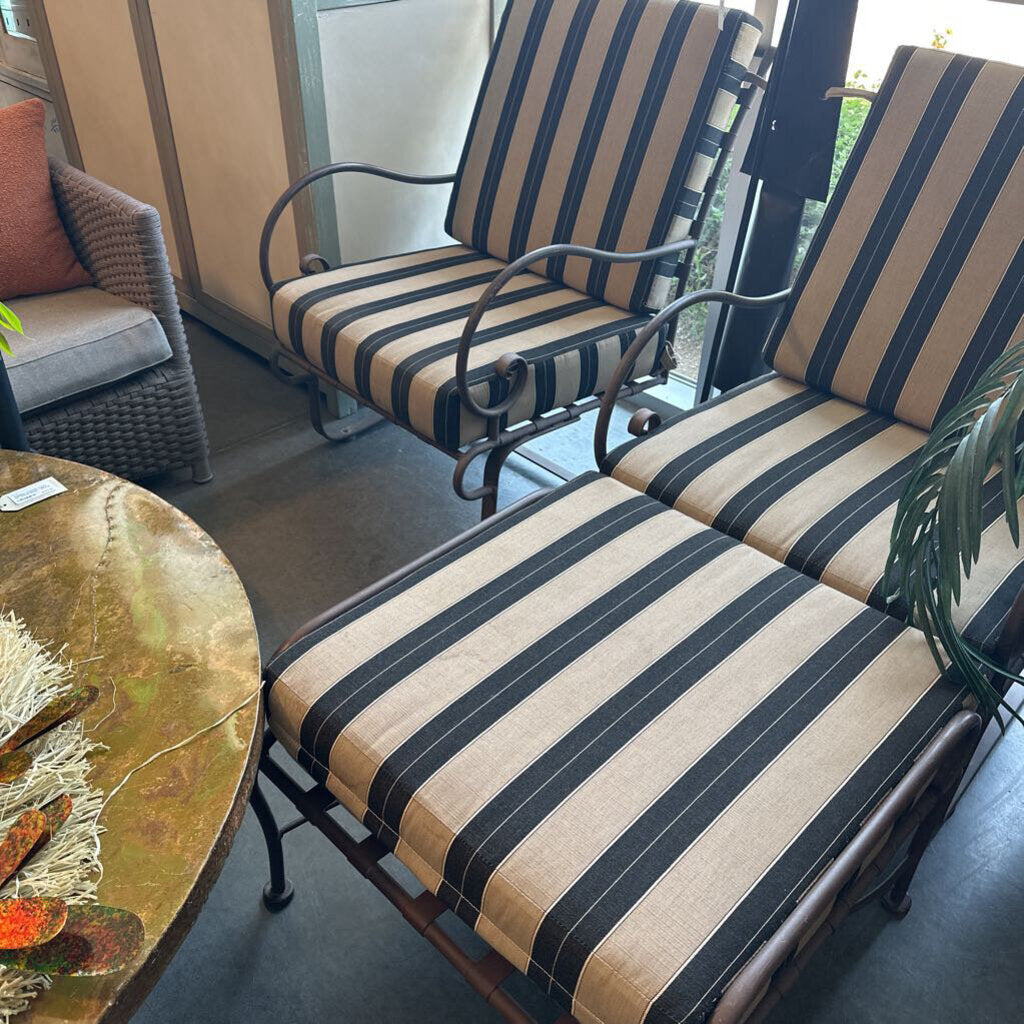 OW Lee Iron Spring Chairs -Pair - W/ Ottoman -27.5X25.5X38H