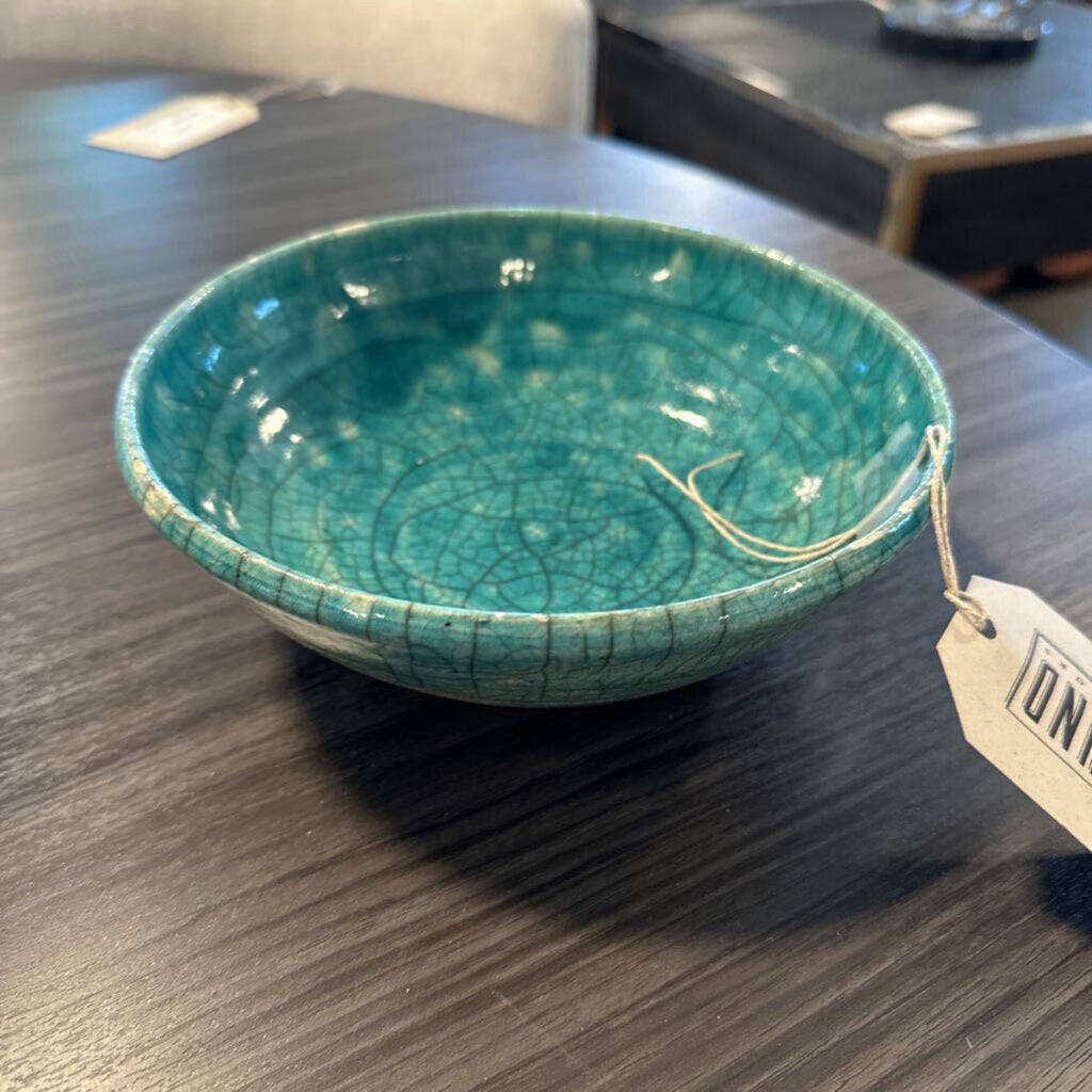 Signed Barbara Heard Turquoise Pottery Bowl - 7X2.5