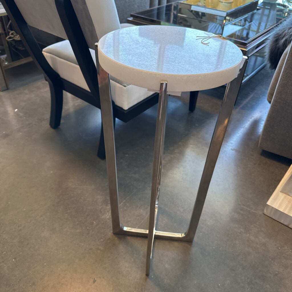 Uttermost Waldorf White Marble Top Drink Table- 12X12X25