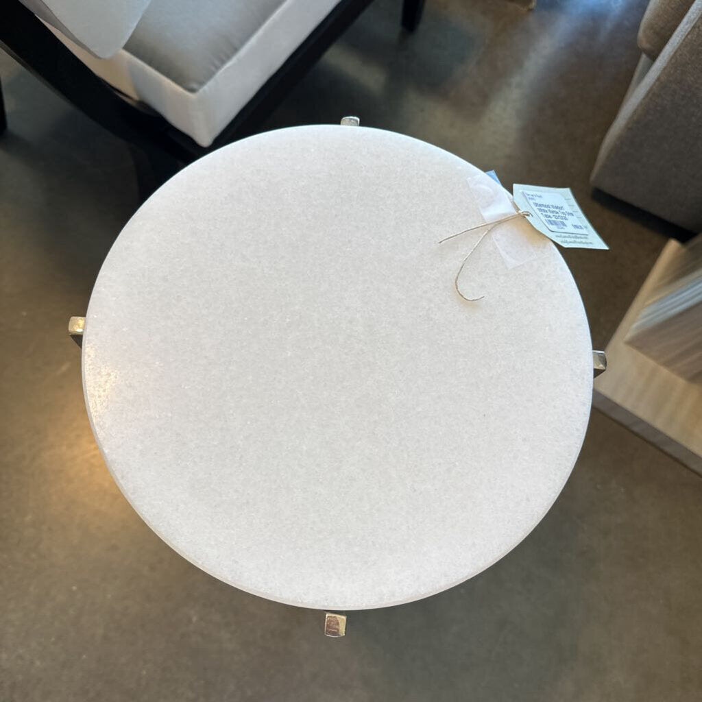 Uttermost Waldorf White Marble Top Drink Table- 12X12X25