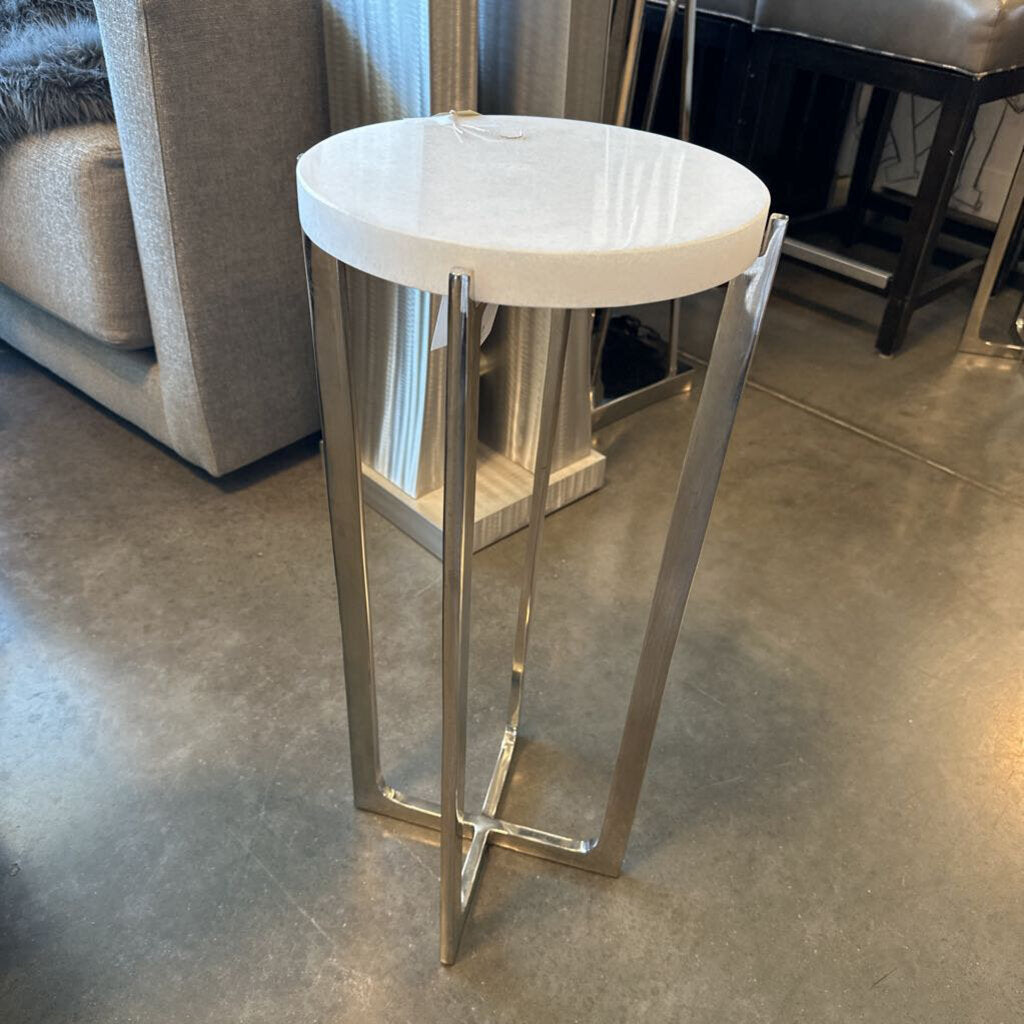 Uttermost Waldorf White Marble Top Drink Table- 12X12X25