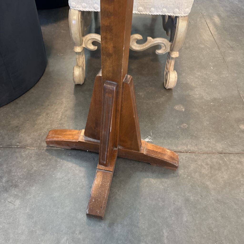 Vintage Wood Coat Rack W/ Brass Hooks- 21X21X68.5H