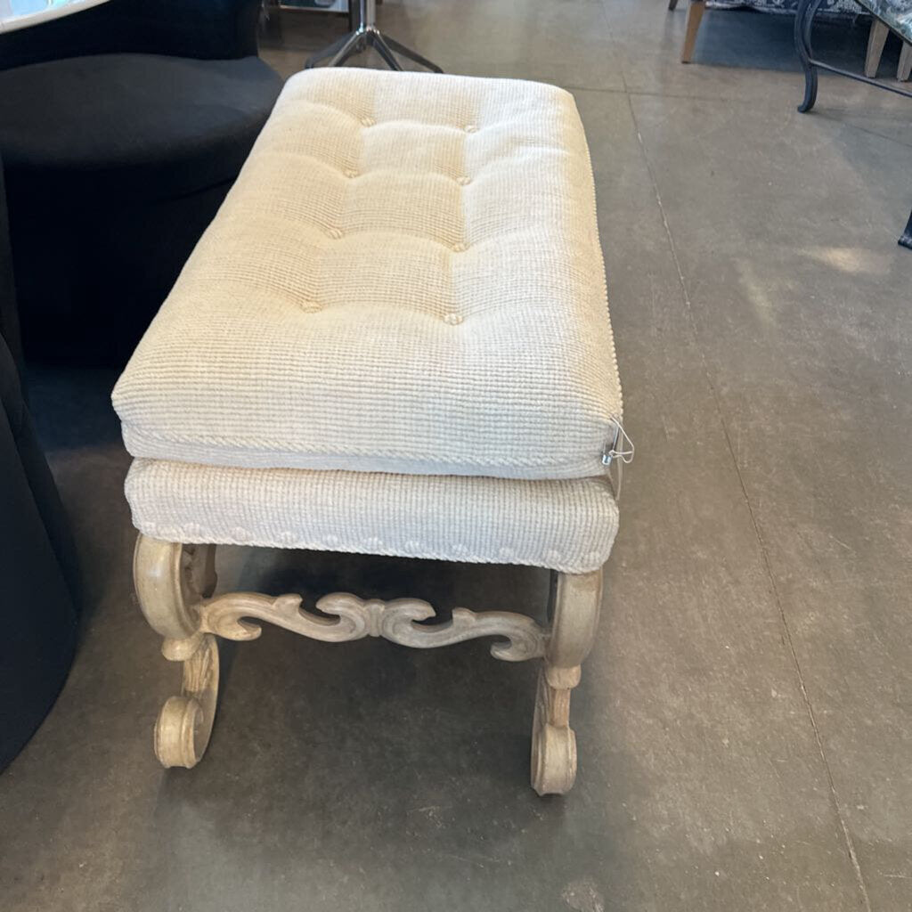 Baker Furniture Cream Upholstered Ottoman- 38X21X22H AS IS