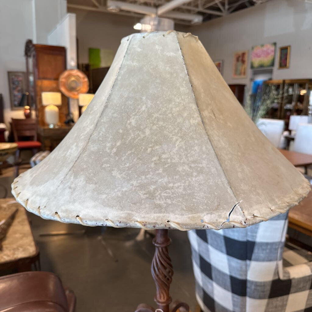 Wrought Iron Lamp W/ Rawhide Shade - 27X31