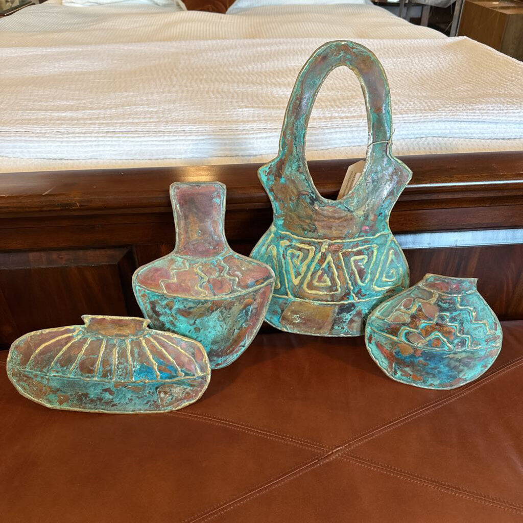 Copper Verdigris Pot Art By Greg Gowen- 26.5X20H
