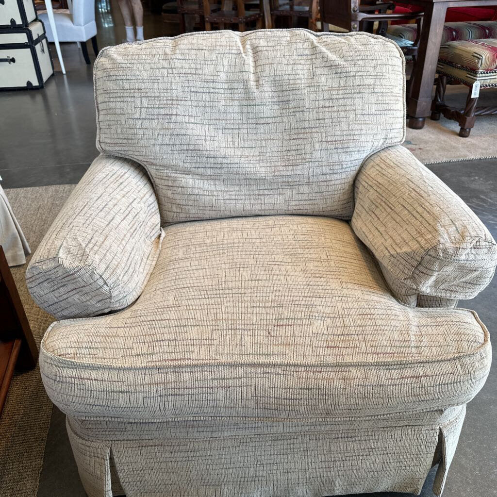 Drexel Heritage Cream Striped Swivel Chair-31X36X34