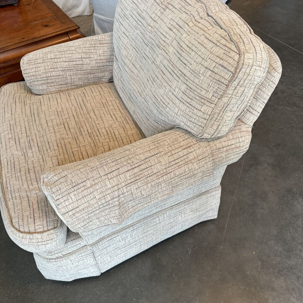 Drexel Heritage Cream Striped Swivel Chair-31X36X34