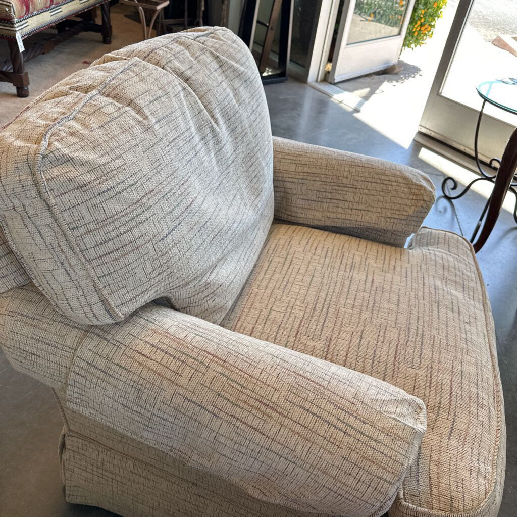 Drexel Heritage Cream Striped Swivel Chair-31X36X34