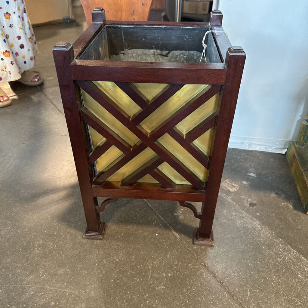 Square Wooden Planter W/Metal Insert- 14X14X21H