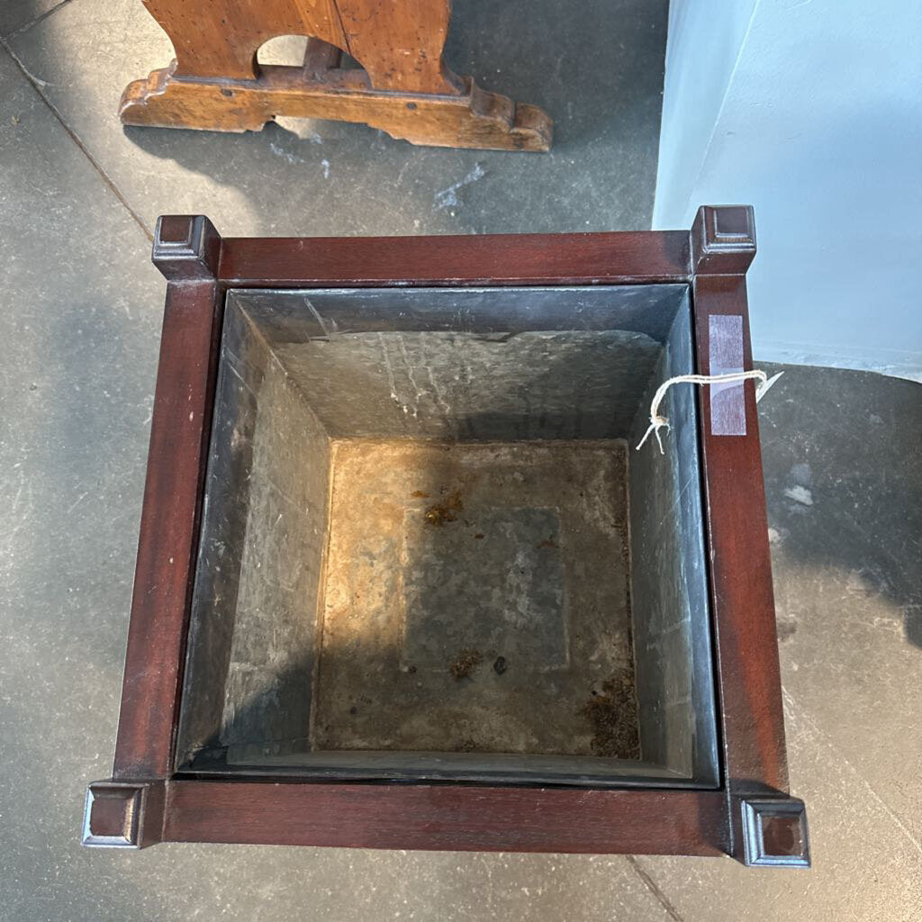 Square Wooden Planter W/Metal Insert- 14X14X21H